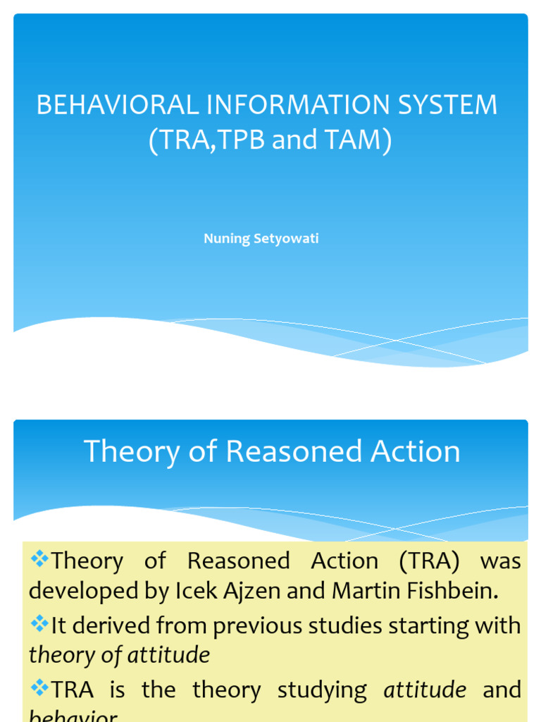 Understanding TRA, TPB, and TAM Models | PDF | Attitude (Psychology ...