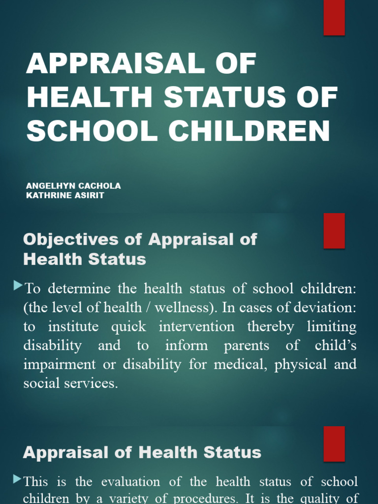 Unit 5 Appraisal of Health Status of School Children | PDF | Physical ...