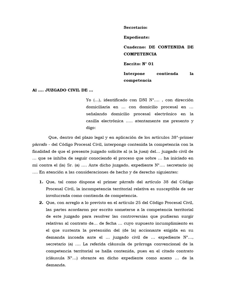 Contienda de Competencia Civil | PDF | Demanda judicial | Ley procesal