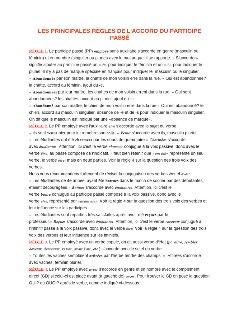 Les Principales Règles de L | PDF | Genre grammatical | Verbe