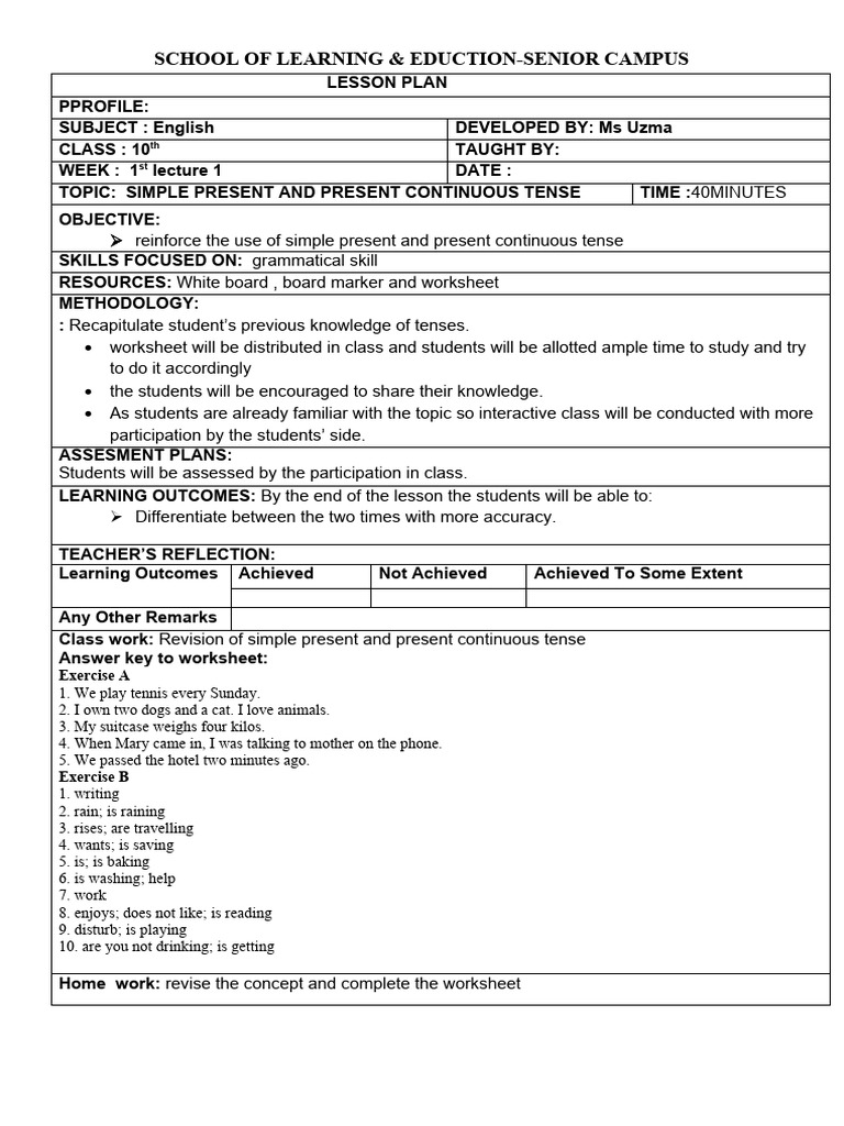Lesson Plan For 10th Class Hindi