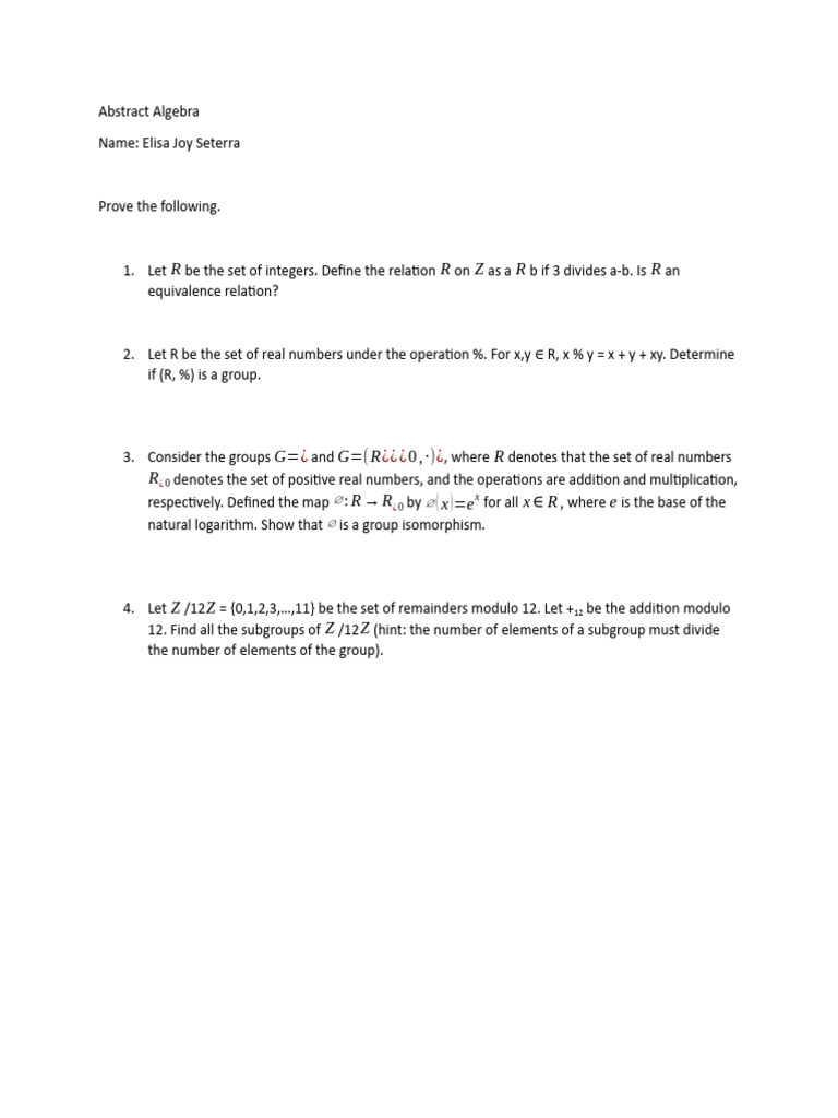 Abstract Algebra Exam Problems | PDF | Teaching Methods & Materials