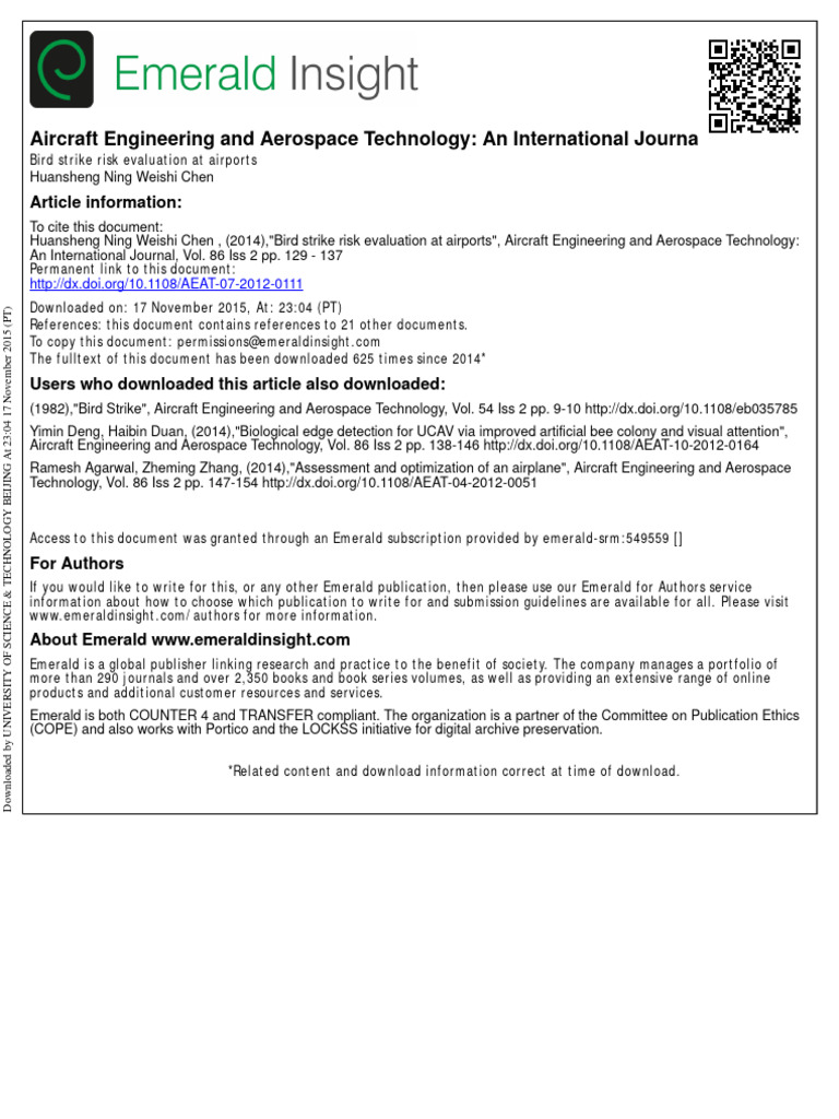Bird Strike Risk Evaluation at Airports | PDF | Airport | Risk