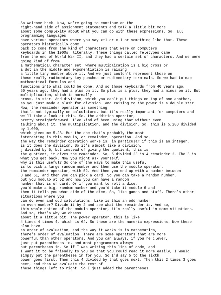 Video 10 Expressions Part-2 | PDF | Computing | Mathematics