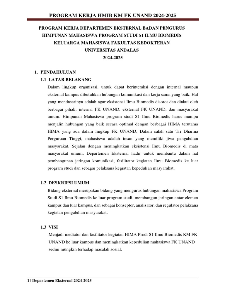 Program Kerja HMIB 2024-2025 | PDF