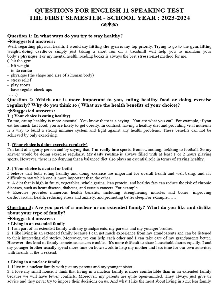 English 11 Speaking Test Questions | PDF | Sustainable City | Deforestation