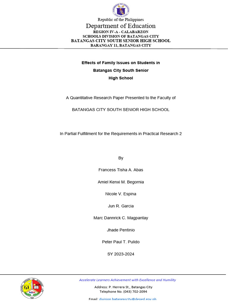 Impact of Family Issues on Student Performance | PDF | Survey ...