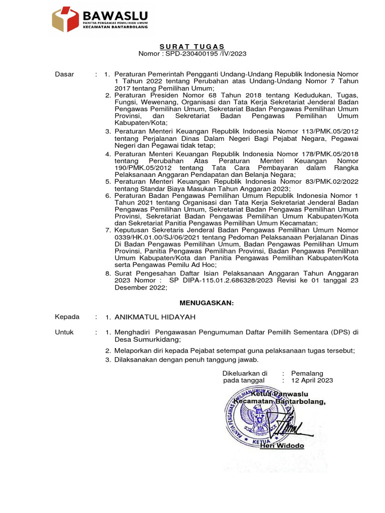 Surat tugas pkd 12 april 2023 print pdf