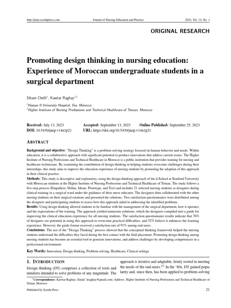 Enhancing Nursing Education with Design Thinking | PDF | Nursing ...