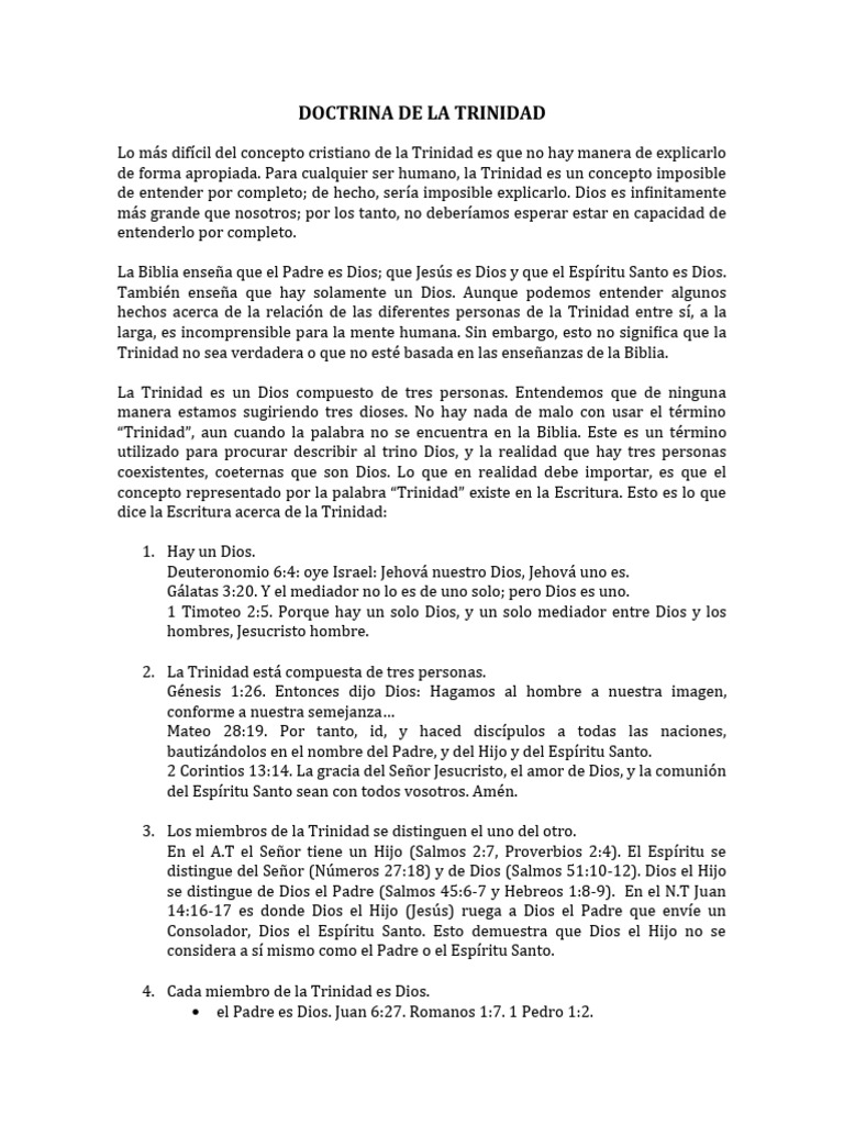 Doctrina de la Trinidad en la Biblia | PDF | Trinidad | espíritu Santo