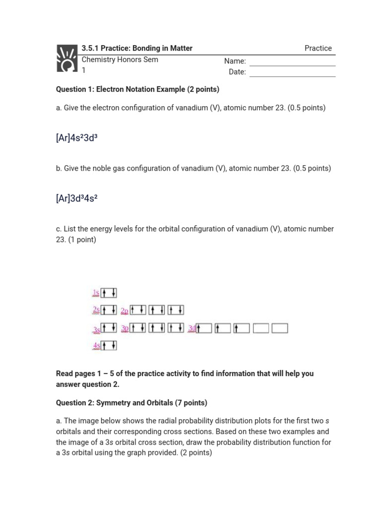3.5.1 Practice - Bonding in Matter (Practice) | PDF | Chemical Bond ...