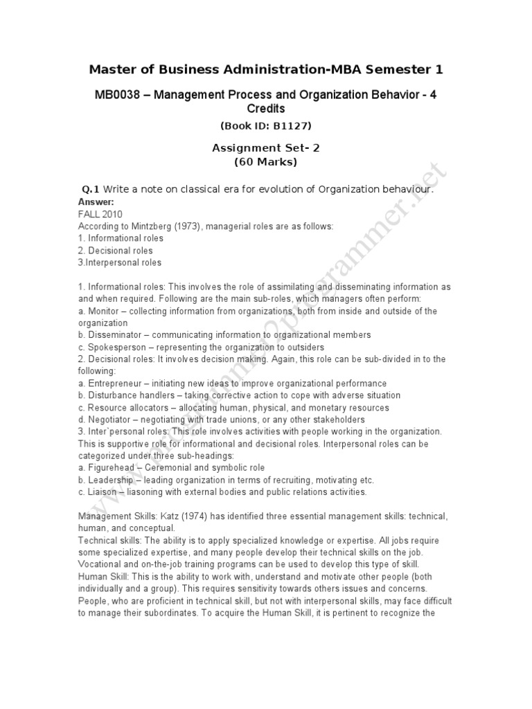 MBA Management Process & Organization Behavior | PDF | Career & Growth