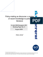 Policy-Making As Discourse: A Review of Recent Knowledge-To-Policy Literature