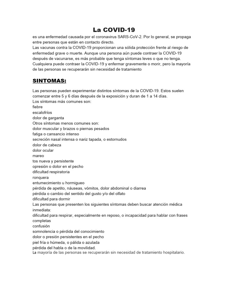 Síntomas y Prevención de COVID-19 | PDF | Causas de la muerte ...