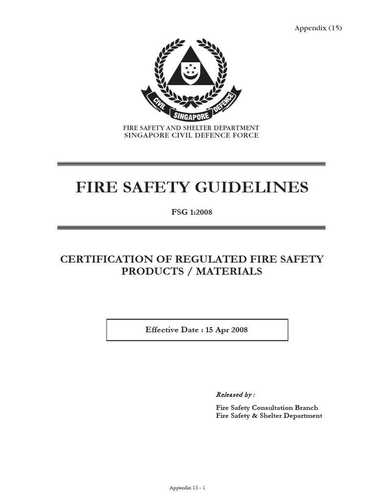 Appendix 15 (Certification of Regulated Fire Safety Products) PDF