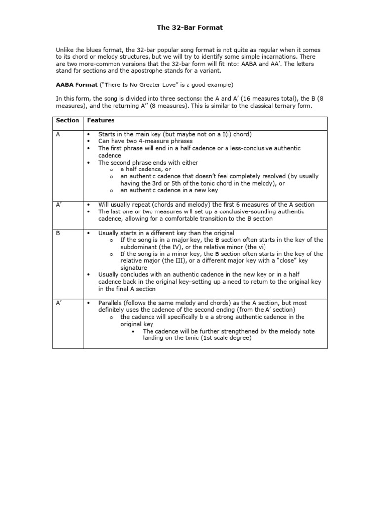 32 Bar Format PDF Musical Techniques Musical Compositions