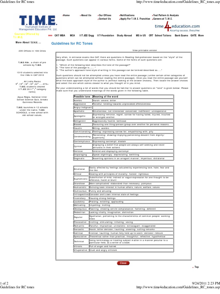 Guidelines For RC Tones | PDF | Anger | Metaphysics Of Mind