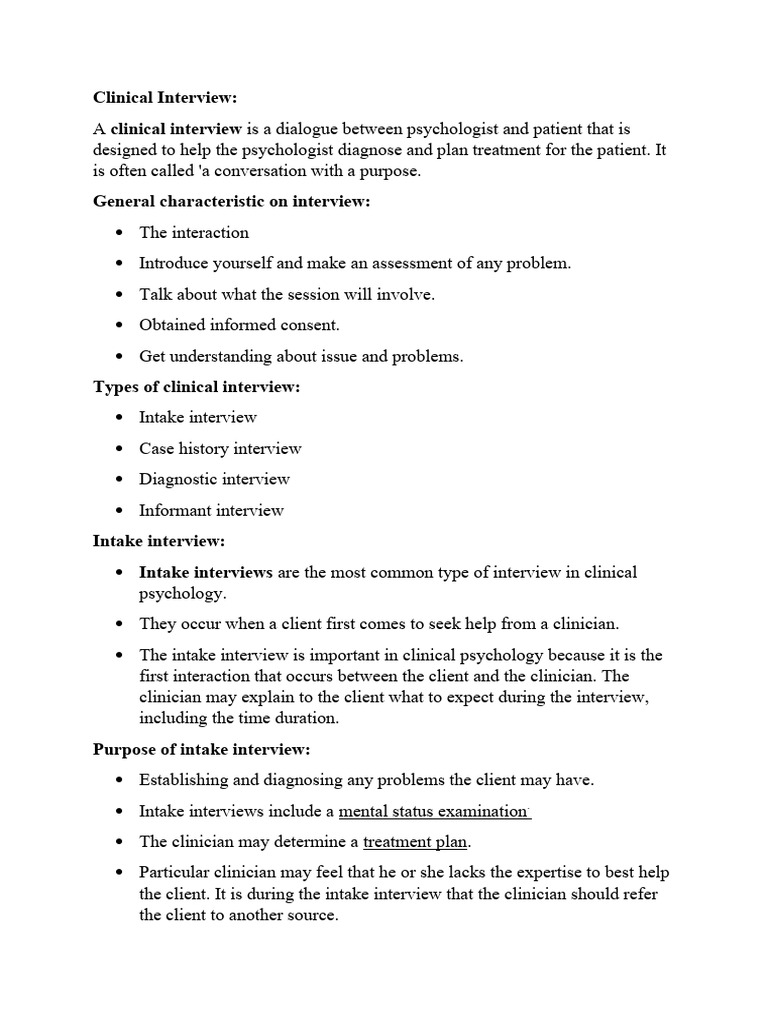 Clinical Interview | Download Free PDF | Clinical Psychology | Medical ...