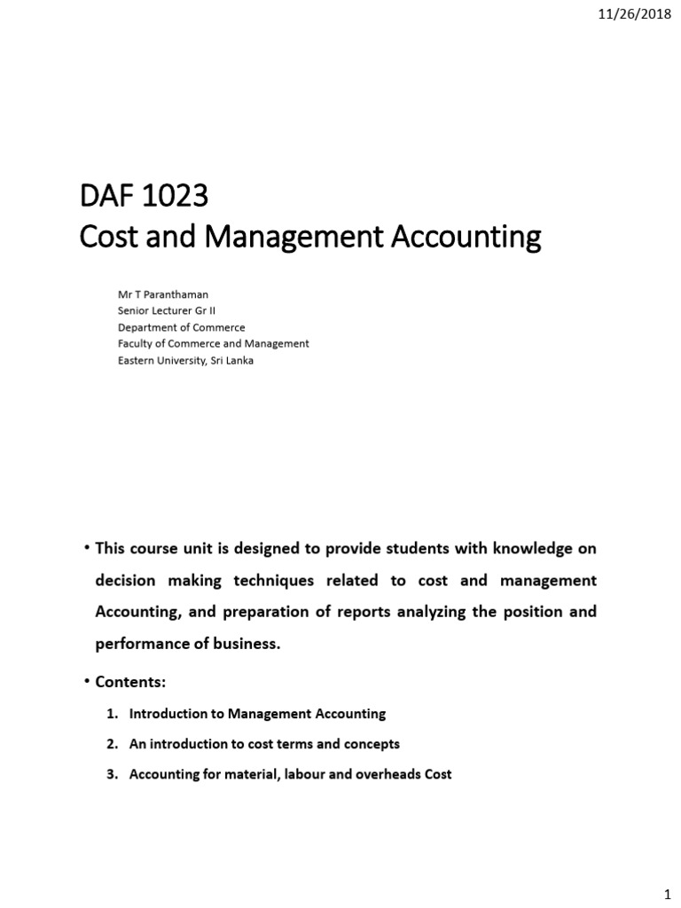 1 Introduction Cost Accounting Pdf Expense Cost