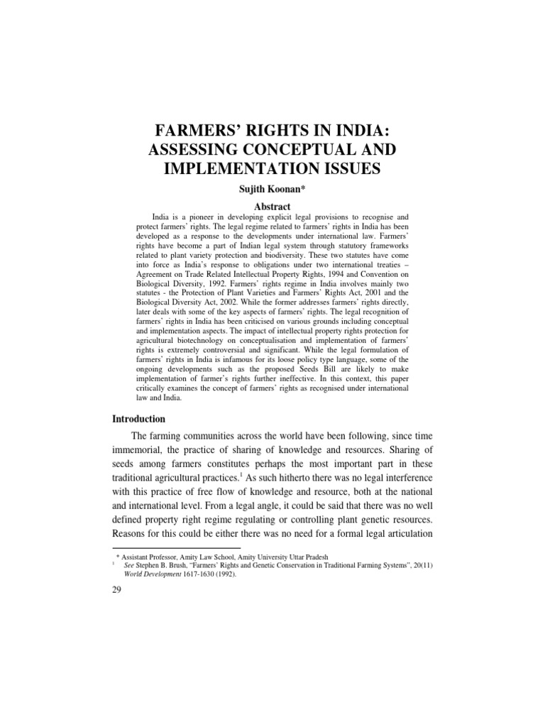 Farmers' Rights in India: Legal Insights | PDF | Food And Agriculture ...