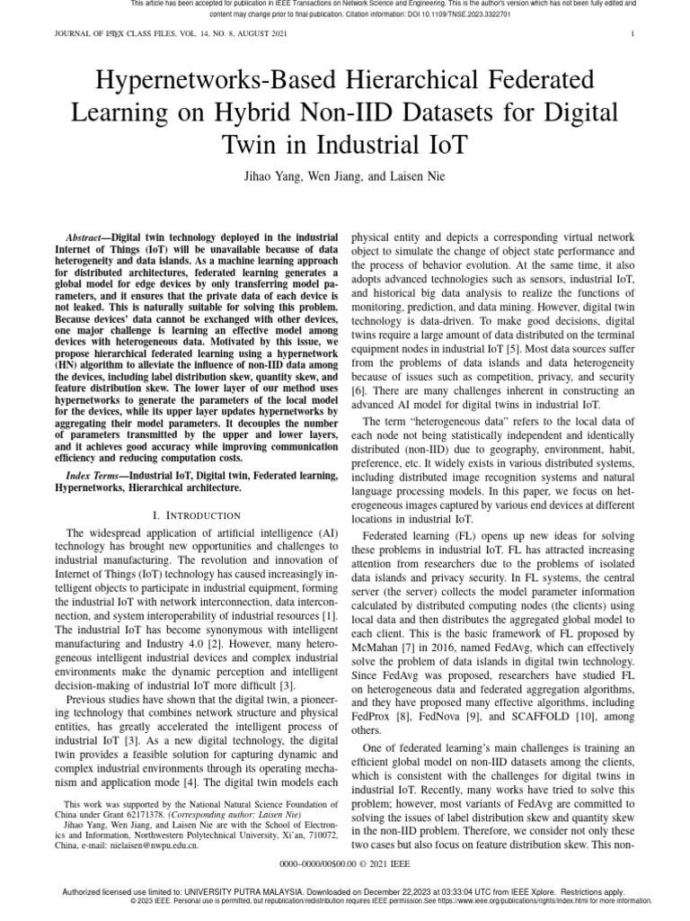 Hierarchical Federated Learning for IoT | PDF | Internet Of Things ...