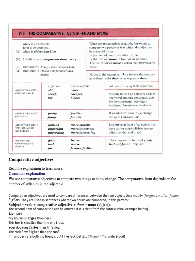 Understanding Comparative Adjectives | PDF | Language Arts & Discipline