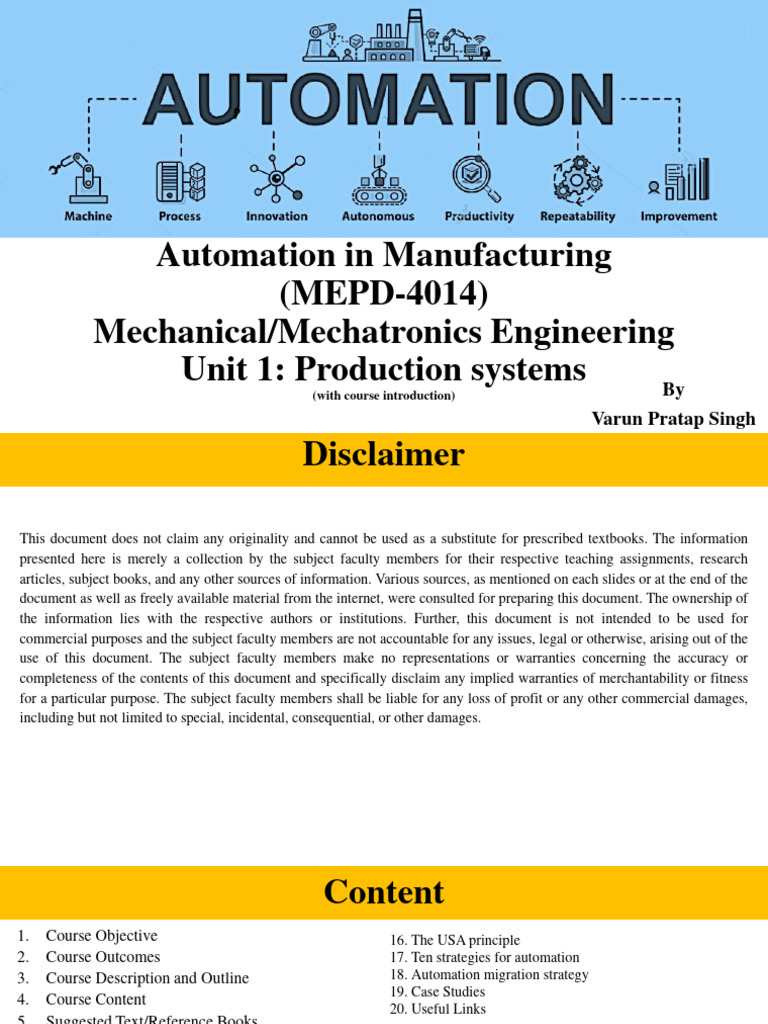 Automation in Manufacturing Systems | PDF | Automation | Computer Aided ...