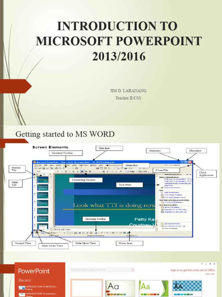 INTRODUCTION TO Powerpoint | PDF | Window (Computing) | Microsoft Power ...