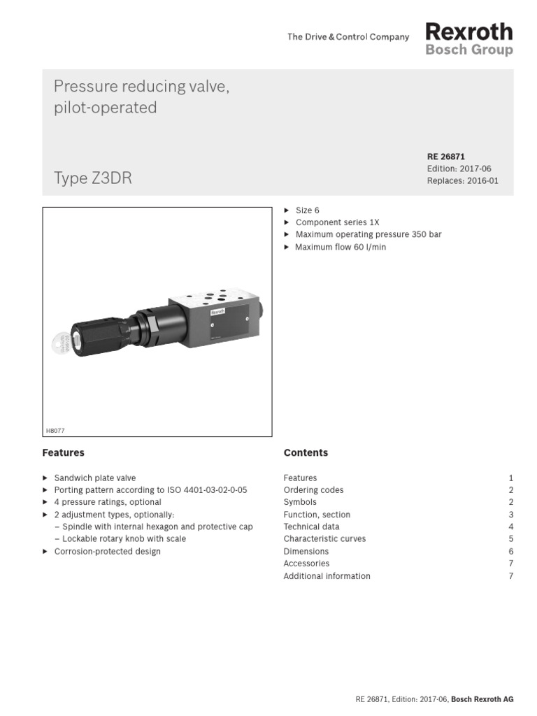 Bosch Rexroth Z3DR Pressure Reducing Valve | PDF | Valve | Screw