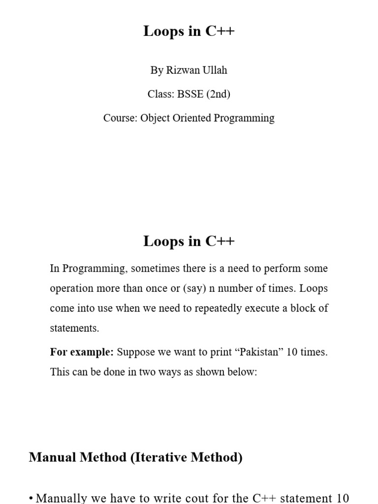 Loops | PDF | Namespace | C++