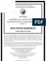 Solutions Pamphlet: American Invitational Mathematics Examination