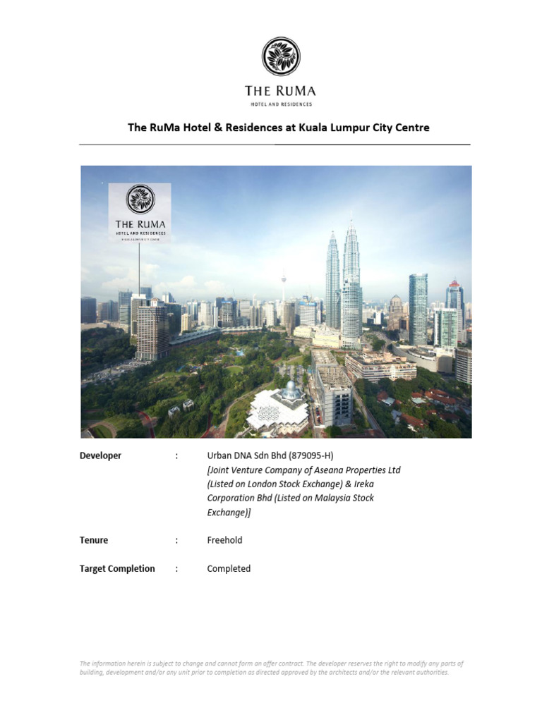 The RuMa Hotel & Residences Overview | PDF