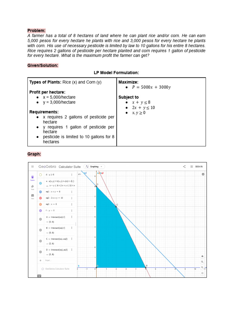 (GEMATMW) Linear Programming Exercise | PDF | Linear Programming ...