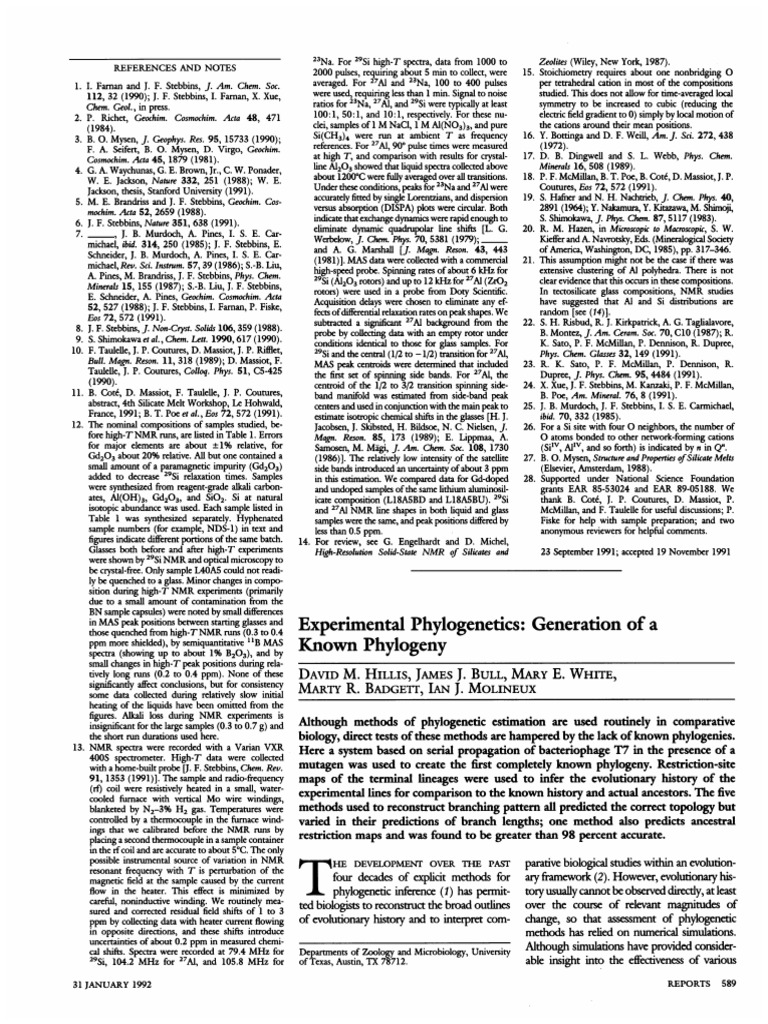 Hillis 1992 | PDF | Phylogenetic Tree | Agarose Gel Electrophoresis