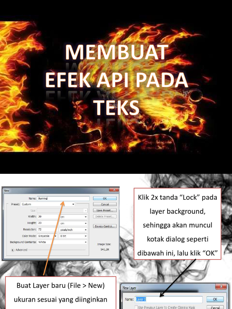 Efek Api pada Teks Menggunakan Photoshop | PDF | Komputer