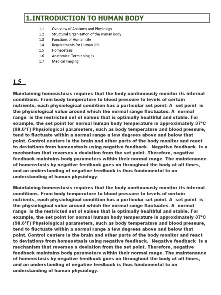 Understanding Body Homeostasis | PDF | Positron Emission Tomography ...