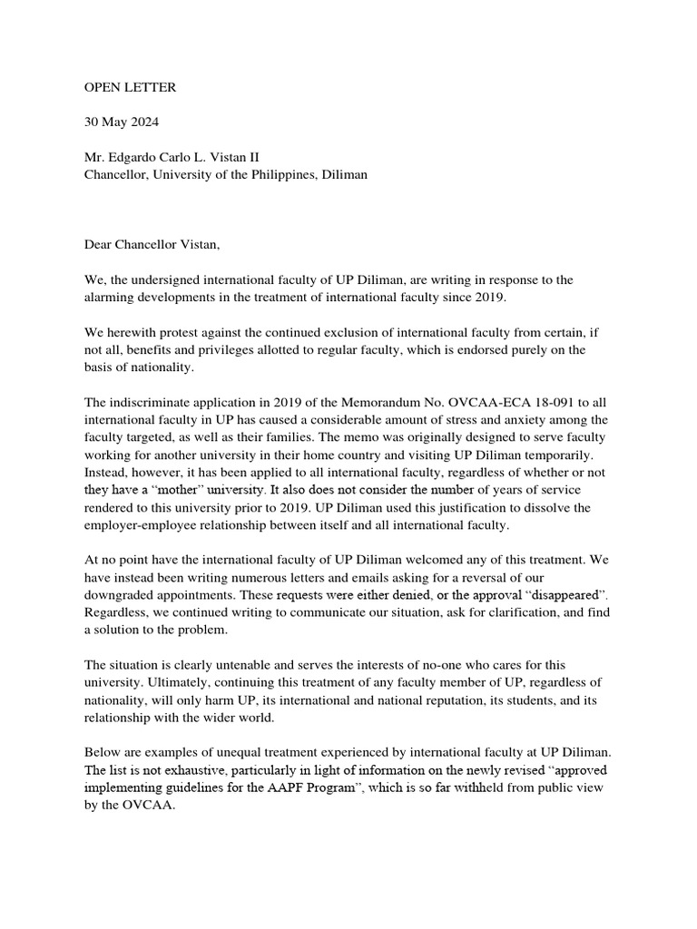 Appeal for Equity for International Faculty | PDF | Knowledge