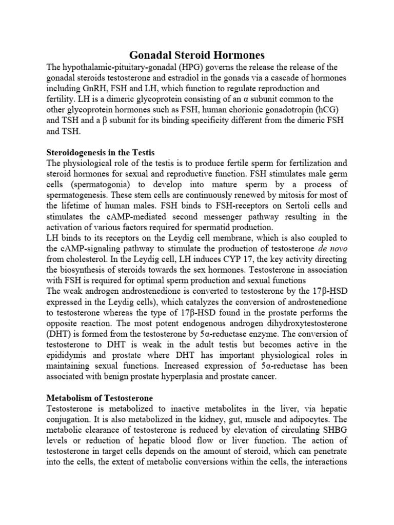 Gonadal Steroid Hormones | PDF | Luteinizing Hormone | Testosterone