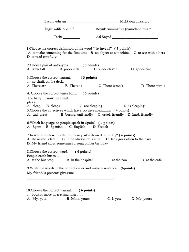 Grade 5 Big Summative 2 Pdf Languages Foreign Language Studies