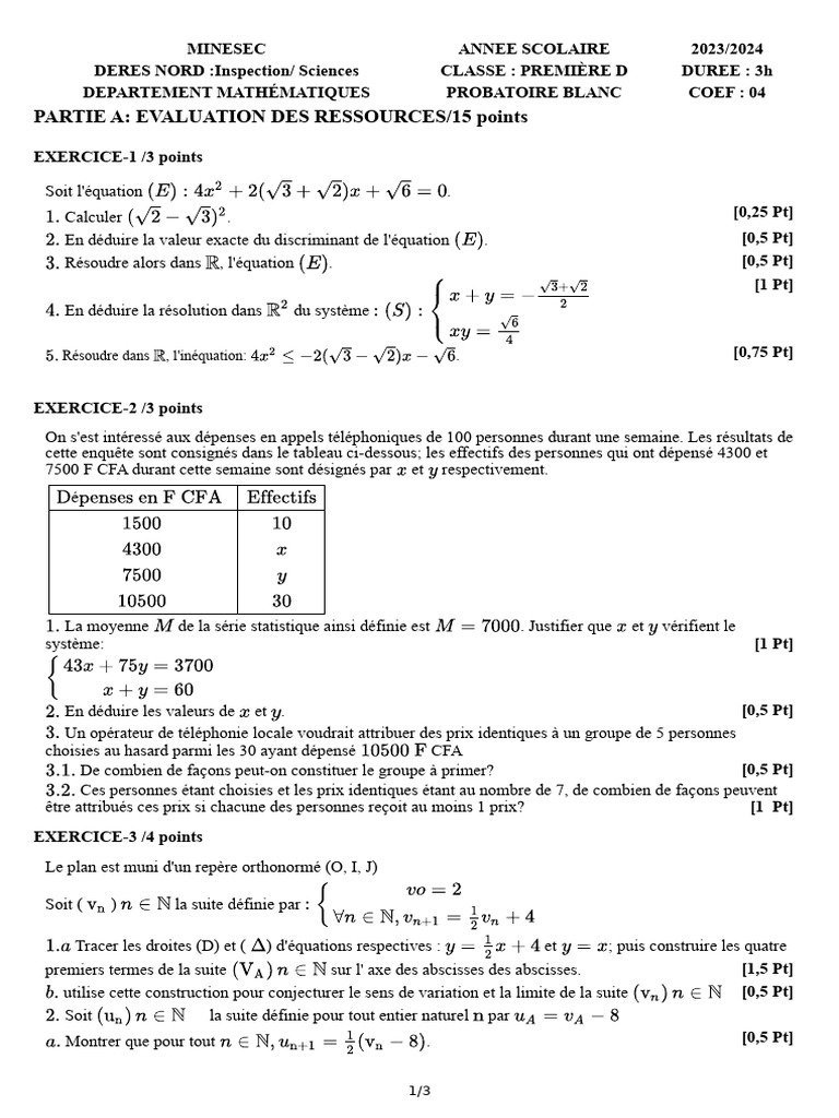 MATHS PROB D Régional 2024 | PDF | Asymptote | Mathématiques