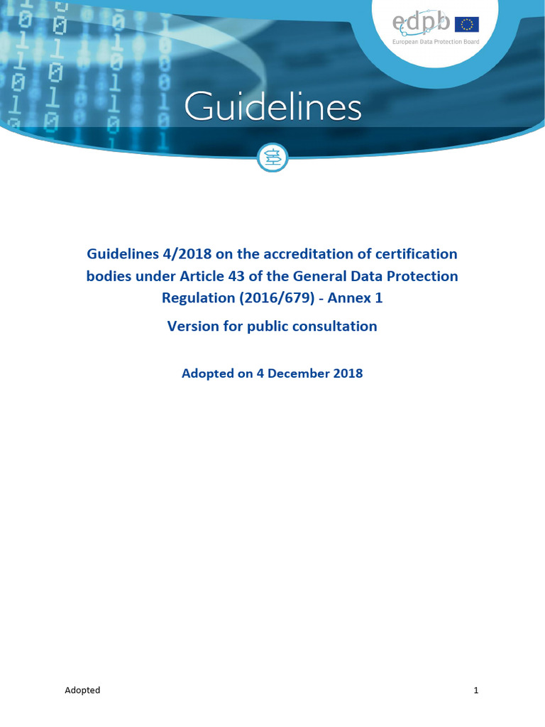 GDPR Certification Body Accreditation Guidelines | PDF | Regulatory ...