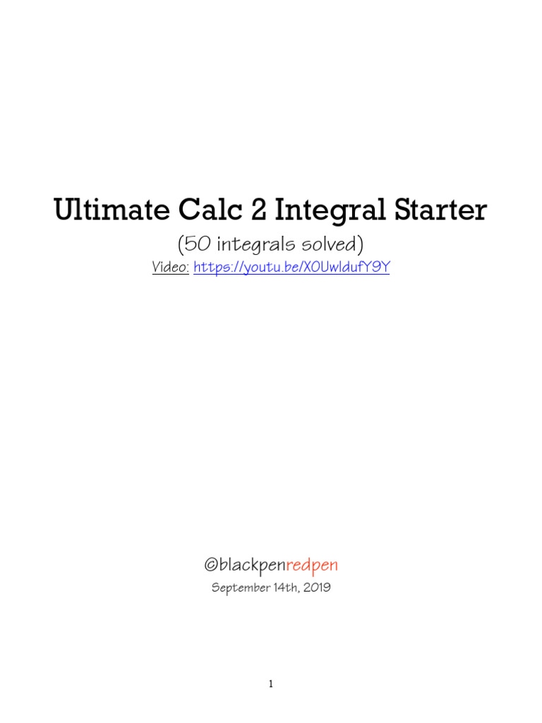 Calc 2 Integral Starter Guide | PDF | Algebra | Calculus