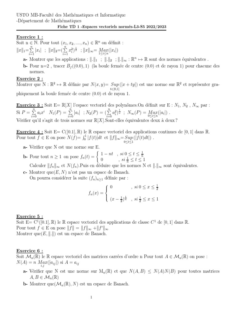 Normes et Espaces Vectoriels en Mathématiques | PDF | Géométrie ...