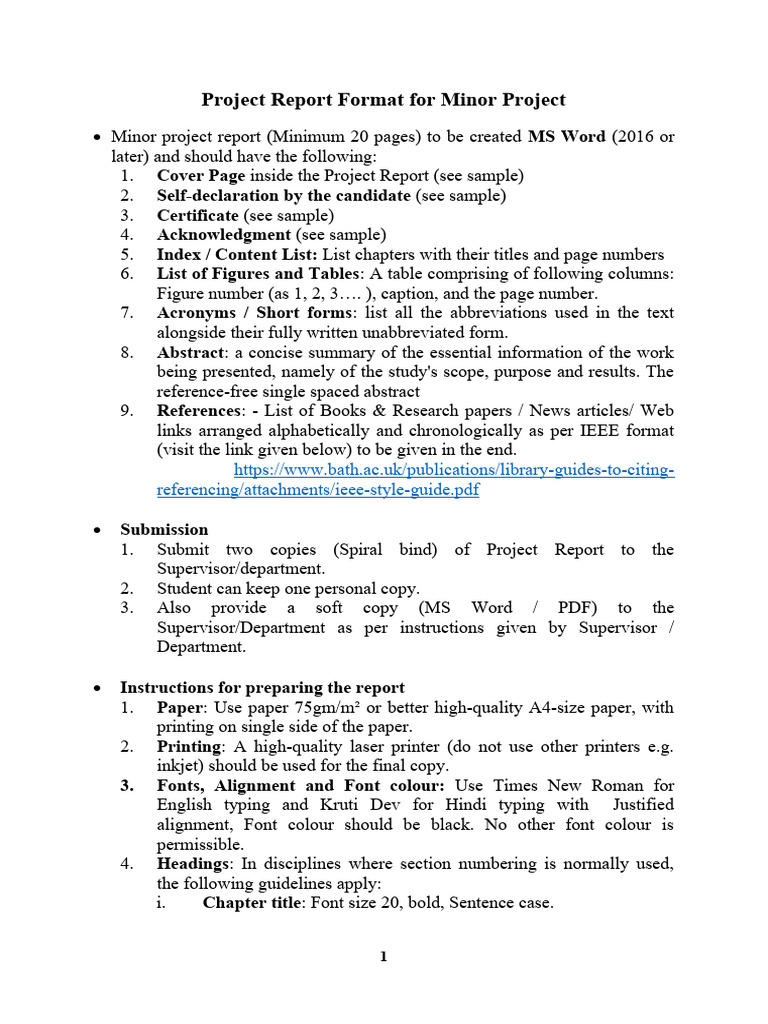 Minor Project Report Format | PDF | Printer (Computing) | Written ...