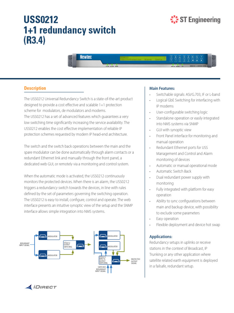 USS0212 L-Band Redundancy Switch | PDF | Network Switch | Computer ...