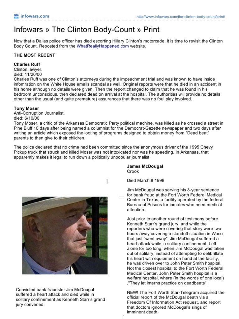 Clinton Body Count: Notable Deaths | PDF | Bill Clinton | American ...