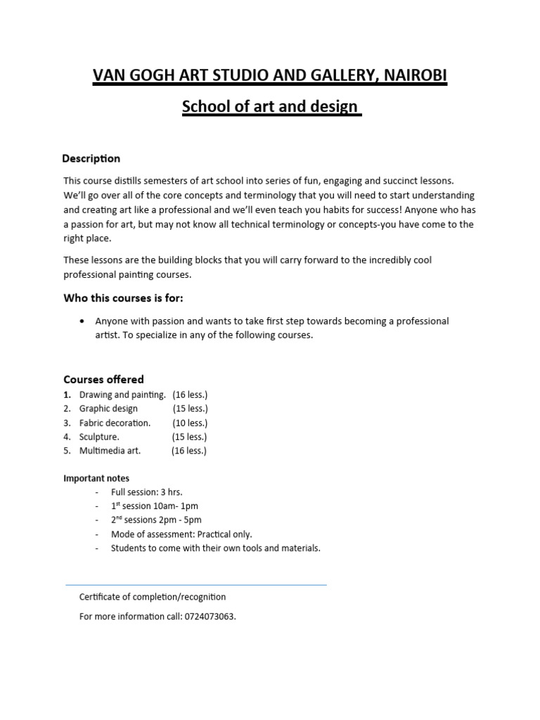 Van Gogh Art Studio and Gallery PDF