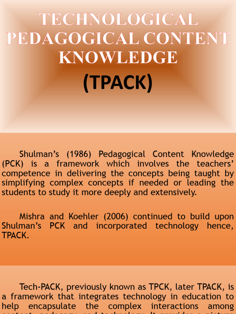 Lesson 4.1.2 Technological Pedagogical Content Knowledge | PDF ...