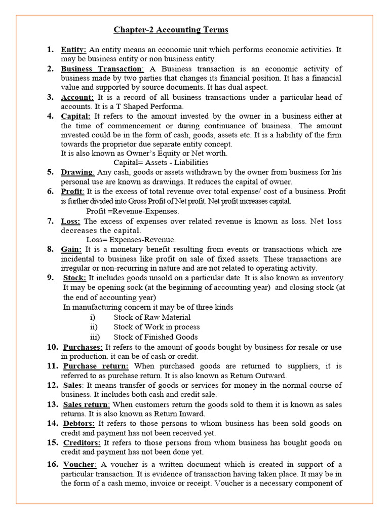 Chapter-2 Basic Accounting Terms | PDF | Expense | Debits And Credits