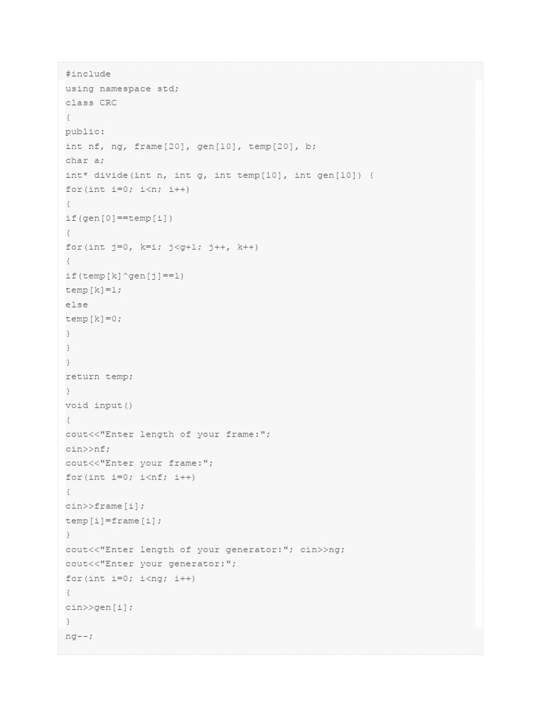 C++ Program - CRC | PDF